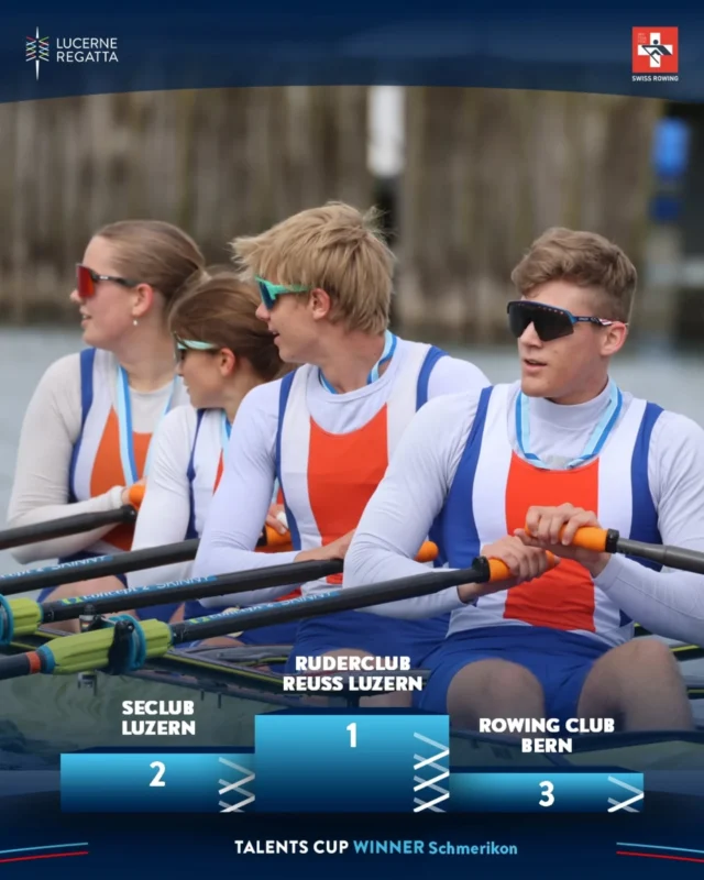 Talents Cup 2026 at Regatta Schmerikon: @ruderclubreuss with another very strong victory remains at the top of the scoreboard. @seeclubluzern mixed up its crew and remains in second place after a tight finish. Both these crews are qualified for the final. @rowingclubbern with another third spot. Strong performances in very good conditions across the field. Congrats to all and see you in Cham for the final qualification spots. Who will join the two boats from Lucerne in the final? 

See you at @regatta_cham May 23.-24.
and at the Rotsee for the grand FINAL June 27. 

Thank you @bussmannreto for the photos 📸

#talentscup #swissrowing #inspirebeyond #futurstars